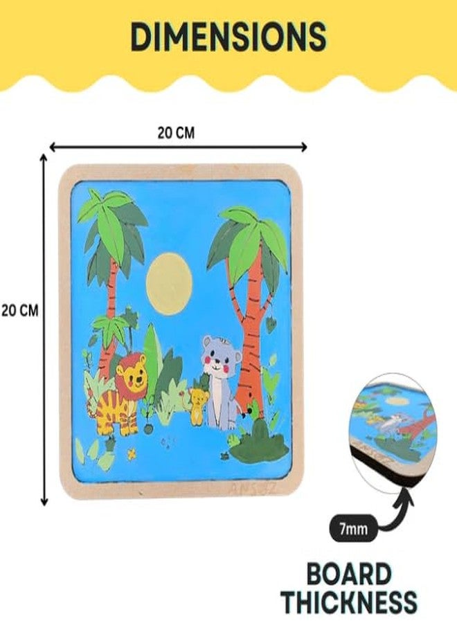 Ansoz Wildlife Animal Puzzle with Colouring Activity, Educational DIY Wooden Toy for Kids - Image 4
